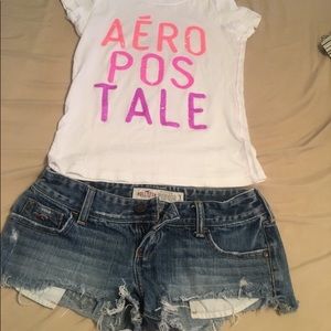 cute Summer Outfit, Aero shirt w/Hollister Shorts